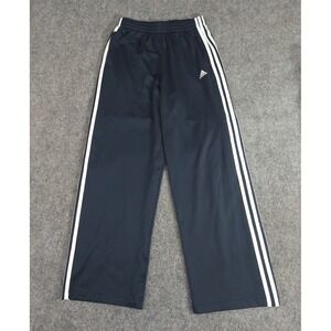 Adidas Track Pants Youth XL Blue Wide Leg Pull On Draw String Pockets 3 stripes